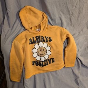 Kids Yellow Hoodie with Smiley Flower Always Positive Design